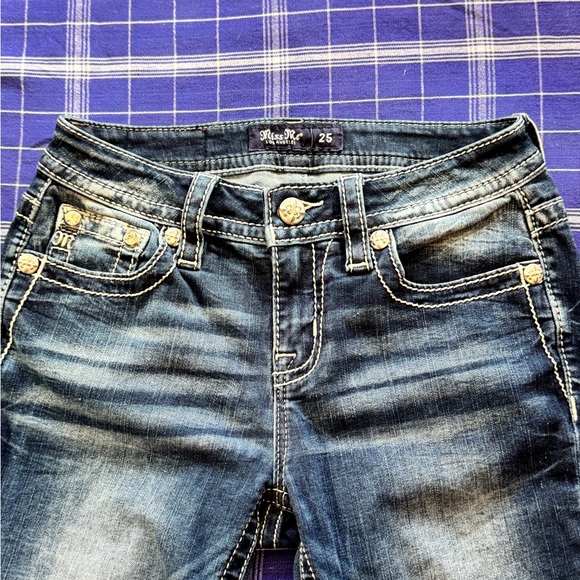 Miss Me Dark Blue Denim Jeans Mid-Rise Boot Size 25 - Picture 7 of 15